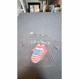 H&M Divided T-Shirt Mens Size L Gray Rolling Stones Tongue USA Flag
